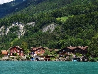 Jezioro, Góry, Domy, Szwajcaria