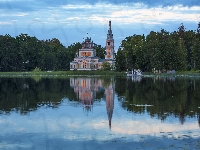Cerkiew, Jezioro, Drzewa, Łotwa, Stameriena