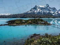 Jezioro, Wyspa, Chile, Góry, Zamieszkana
