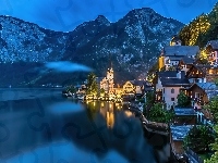 Jezioro, Austria, Domy, Góry, Hallstatt