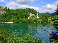 Jezioro, Słowenia, Kościół, Zamek, Bled