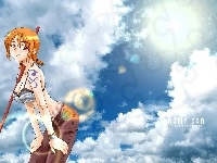 kij, One Piece, kobieta, chmury