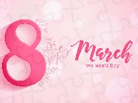 8 marzec, Dzień Kobiet, Data, Różowe tło