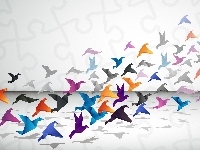 Ptaki, Kolorowe, Origami