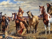 Łąka, Konie, Indianie