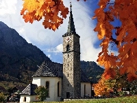Kościółek, Bawaria, Góry, Drzewa