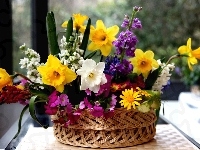 Koszyk, Podkładka, Bukiet, Kwiatów, Pleciona