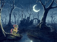 Księzyc, My Little Pony, Noc, Drzewa