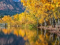 Jesień, Jezioro, Góry, Las, Odbicie, Drzewa