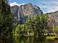 Góry, Stan Kalifornia, Wodospad, Stany Zjednoczone, Park Narodowy Yosemite, Lasy