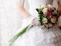 Suknia, Ślub, Kwiaty