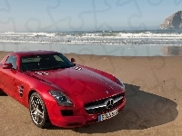 Mercedes SLS, Czerwony, Plaża