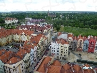 Miasta, Głogów, Most, Polska, Panorama, Budynki