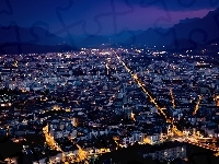 Miasto, Francja, Grenoble, Noc