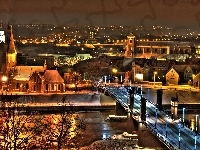 Miasto, Most, Litwa, Kowno, Noc