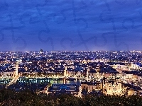 Miasto, Francja, Lyon, Nocą