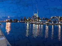 Miasto nocą, Melbourne, Nabrzeże, Australia
