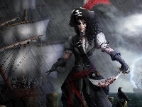 Miecz, Kobieta, Pirat, Statek
