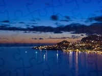 Morze, Noc, Funchal, Zatoka, Miasto