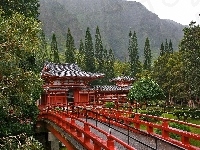 Świątynia, Góry, Most, Japonia