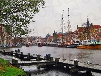 Most, Statki, Rzeka, Holandia