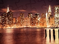 New York, Panorama, Miasta, Manhatan