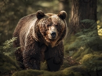 Las, Niedźwiedź brunatny, Grizzly, Drzewa