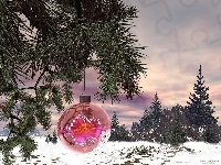 Drzewa, Śnieg, Bańka