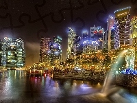 Noc, Singapur, Miasto, Światła