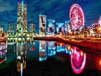 Diabelski, Noc, Yokohama, Miasto, Światła, Młyn