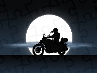 Noc, Yamaha XV535 Virago, Motocyklista, Księżyc