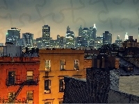 Nowy Jork, Domy, Wieżowce, Miasto nocą