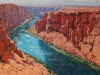 Obraz, Park Narodowy Wielkiego Kanionu, Rzeka Kolorado, Stan Arizona, Malarstwo, Stany Zjednoczone, Kanion