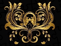 Ornament, Grafika 2D, Złoty, Czarne tło