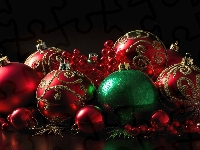 Bombki, Boże Narodzenie, Święta, Kolorowe, Czarne tło, Ozdobne