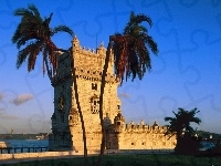 Palmy, Wieża, Portugalia, Woda