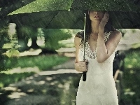Deszcz, Dziewczyna, Parasolka