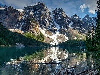 Park Narodowy Banff, Dolina Valley of the Ten Peaks, Odbicie, Dolina Dziesięciu Szczytów, Kanada, Jezioro Moraine, Góry