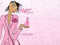 pink, perfumy, rysunek, flakon, Azzaro, tonic, kobieta