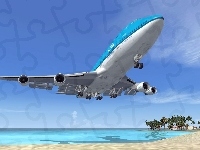 Plaża, Boeing, 747, Niebo