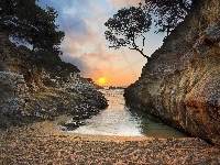 Plaża, Słońca, Hiszpania, Costa Brava, Zachód