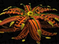 Pomarańczowy, Grafika 3D, Kwiat