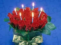 Świeczki, Czerwone, Róże, Urodzinowe