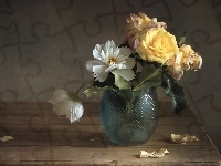 Róże, Bukiet, Kwiaty, Wazon