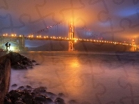 Rzeka, Most, Golden Gate, Wieczór