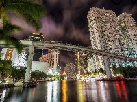 Rzeka, USA, Wieżowce, Most, Miami