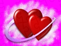Serca, Miłości, Dwa, Czerwone, Symbol