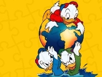 siostrzeńcy, Kaczor Donald, globus