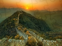 Słońca, Chiny, Góra, Zachód, Mur chiński