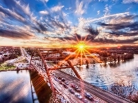 Słońca, Rzeka, Zachód, Most